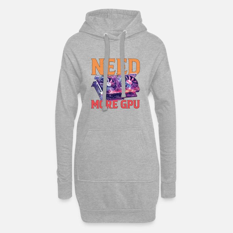 Need More Gpu 9 - Hoodie-Kleid - Grau meliert