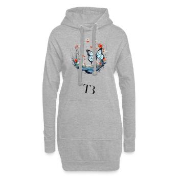Schönes Schmetterlings Design im Blumenring - Hoodie-Kleid - Grau meliert - Vorne