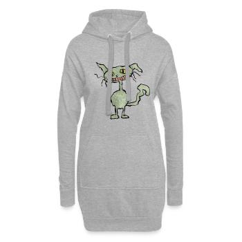 Chat drôle vert - Sweat-shirt à capuche long Femme - gris chiné - Devant