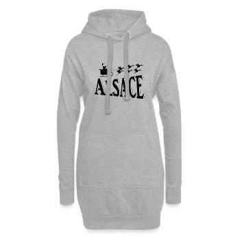 Elsässer Weihnachtsstörche - Hoodie-Kleid - Grau meliert - Vorne