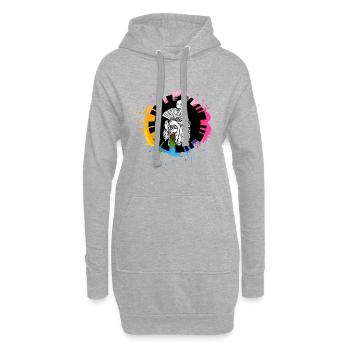 Geisha dessiné à la main avec des éclaboussures de peinture - Sweat-shirt à capuche long Femme - gris chiné - Devant