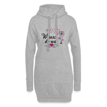 Faire un vœu - Sweat-shirt à capuche long Femme - gris chiné - Devant
