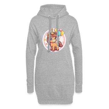 Pferd Geburtstag Baby - Hoodie-Kleid - Grau meliert - Vorne