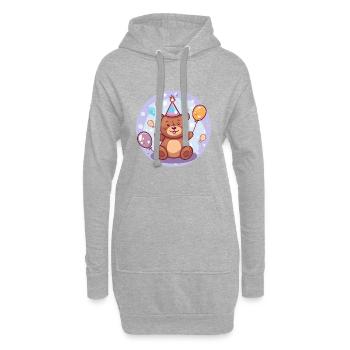 Ours Anniversaire Bébé - Sweat-shirt à capuche long Femme - gris chiné - Devant
