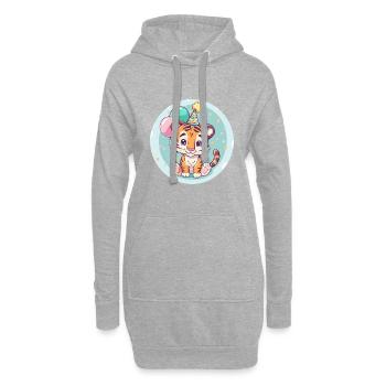 Tiger Geburtstag Baby - Hoodie-Kleid - Grau meliert - Vorne