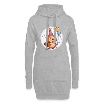 Biber Geburtstag Baby - Hoodie-Kleid - Grau meliert - Vorne