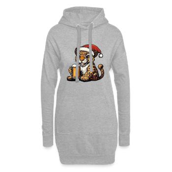 Bière Leopard Noël Noël - Sweat-shirt à capuche long Femme - gris chiné - Devant