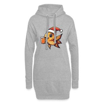 Bière Goldfish Noël Noël - Sweat-shirt à capuche long Femme - gris chiné - Devant