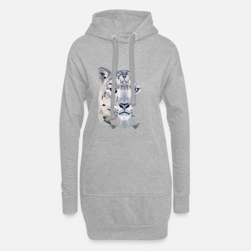 Snow Leopard Split - Hoodie-Kleid - Grau meliert