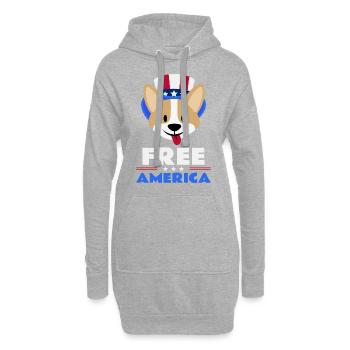 Free America - Chien - Sweat-shirt à capuche long Femme - gris chiné - Devant