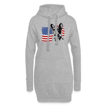 Bouledogue Français Amérique Flag Chiens Wilsigns - Sweat-shirt à capuche long Femme - gris chiné - Devant
