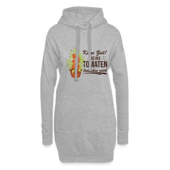 Keine Zeit Meine Tomaten Brauchen Mich - Hoodie-Kleid - Grau meliert - Vorne
