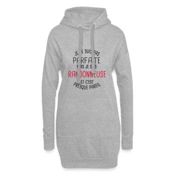 Pas parfaite mais randonneuse - Sweat-shirt à capuche long Femme - gris chiné - Devant