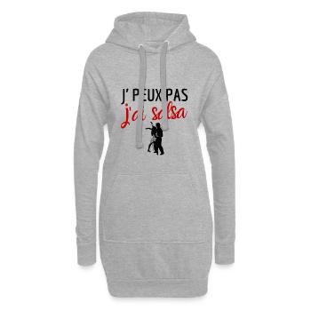 Je peux pas j'ai salsa humour - Sweat-shirt à capuche long Femme - gris chiné - Devant