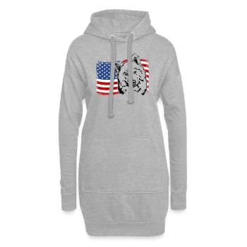 Samoyède Amérique Flag Chien Chiens Wilsigns - Sweat-shirt à capuche long Femme - gris chiné - Devant