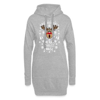 75 Hirsch Rudolph Ho Ho Ho Merry Christmas Schrei - Hoodie-Kleid - Grau meliert - Vorne