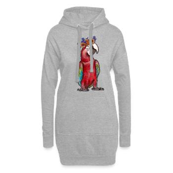 Watercolor Parrot - Hoodie Dress - heather grey - Front