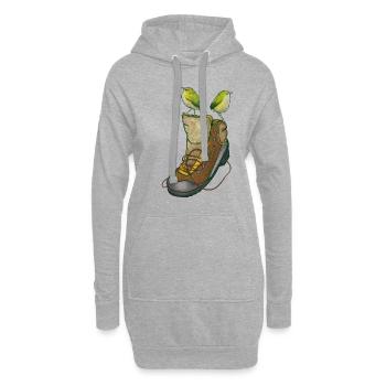 Zaunkönige auf Wanderschuh - Hoodie-Kleid - Grau meliert - Vorne