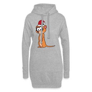 Suricate Comique de Noël - Sweat-shirt à capuche long Femme - gris chiné - Devant