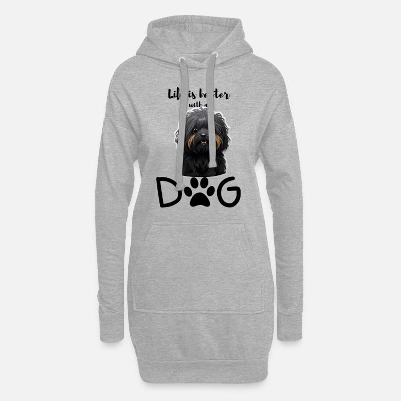 Lebensfreude mit einem Havapoo - Hoodie-Kleid - Grau meliert