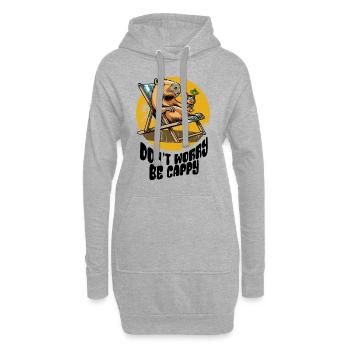 Don't worry be Cappy - Capybara - Urlaub - Hoodie-Kleid - Grau meliert - Vorne