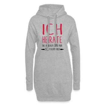 - ich Heirate - - Hoodie-Kleid - Grau meliert - Vorne