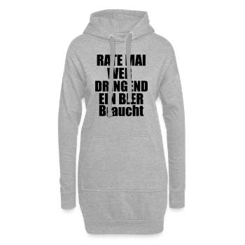 Rate mal wer dringend ein Bier braucht - Hoodie-Kleid - Grau meliert - Vorne