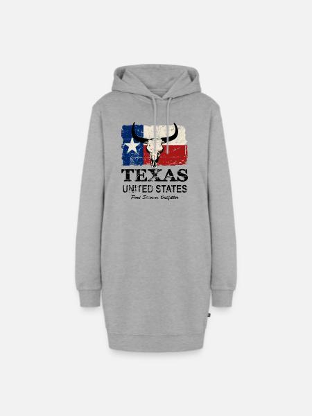 Texas Bull Flag - Vintage Look - Hoodie-Kleid - Grau meliert
