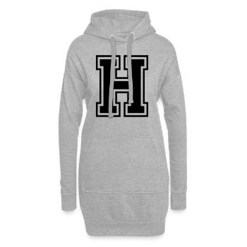 Lettre H Équipe Foot baseball basket université - Sweat-shirt à capuche long Femme - gris chiné - Devant