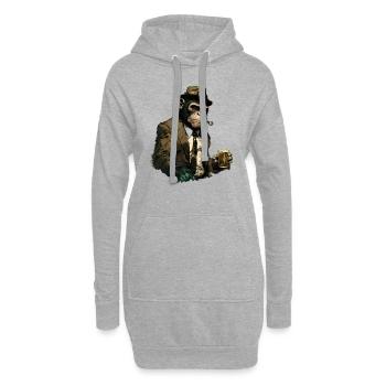 Cooler Gangster Schimpanse mit Bier - Hoodie-Kleid - Grau meliert - Vorne