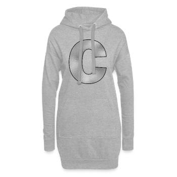 Lettre C Argent - Sweat-shirt à capuche long Femme - gris chiné - Devant
