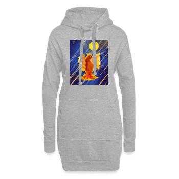 Oiseau de feu lumineux cosmique : Cyber-Semurg - Sweat-shirt à capuche long Femme - gris chiné - Devant