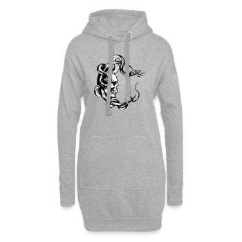 CRÂNE - Sweat-shirt à capuche long Femme - gris chiné - Devant