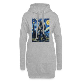 Bigfoot, Big Foot, Van Gogh, Starry Night - Hoodie Dress - heather grey - Front