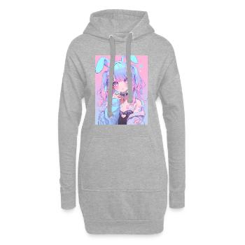 Hase Bunny Girl Anime Manga Pastel Goth Geschenk - Hoodie-Kleid - Grau meliert - Vorne
