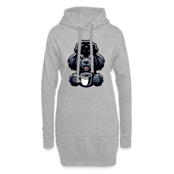 Pudel und Kaffee Frühaufsteher Motiv - Hoodie-Kleid - Grau meliert - Vorne