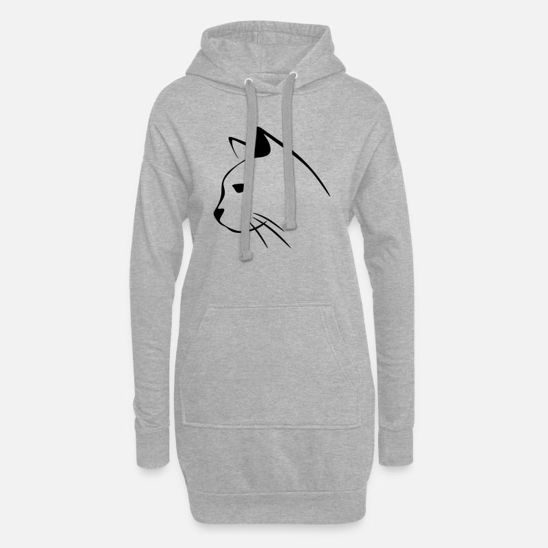 Katzengesicht - Hoodie-Kleid - Grau meliert