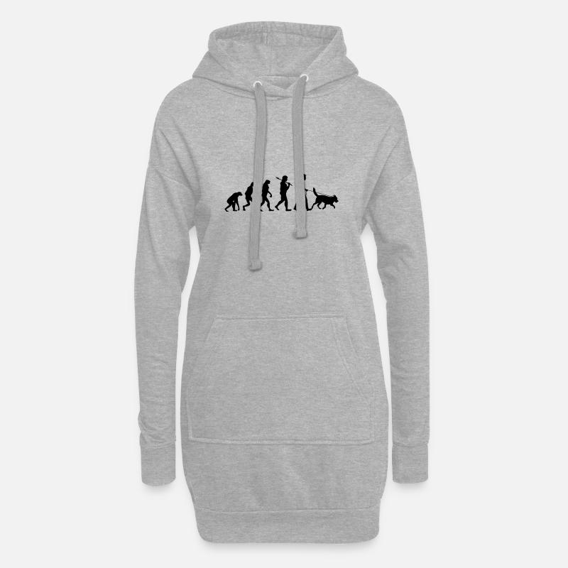 Evolution Gassi gehen Hund Geschenk Haustier Hunde - Hoodie-Kleid - Grau meliert