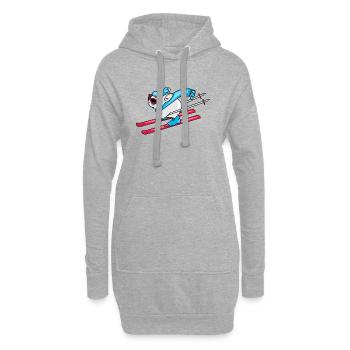 Lustiger Hase auf Skiern - Hoodie-Kleid - Grau meliert - Vorne