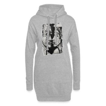 Abstraktes Paar in Schwarz-Weiß-Kunst - Hoodie-Kleid - Grau meliert - Vorne