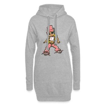 Hip Hop girl in pink - Sweat-shirt à capuche long Femme - gris chiné - Devant