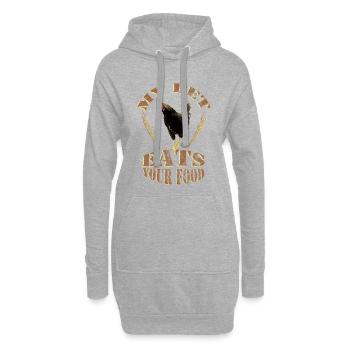 Huhn - mein Haustier frisst dein Futter - Hoodie-Kleid - Grau meliert - Vorne