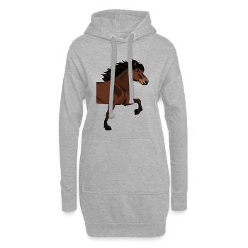 Big Side-Tölter Islandpferd – Brauner - Hoodie-Kleid - Grau meliert - Vorne