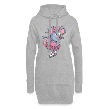 Schlittschuh Maus / Eiskunstlauf Mäuschen - Hoodie-Kleid - Grau meliert - Vorne