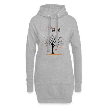 Arbre chauve « Automne en amour » Humour - Sweat-shirt à capuche long Femme - gris chiné - Devant
