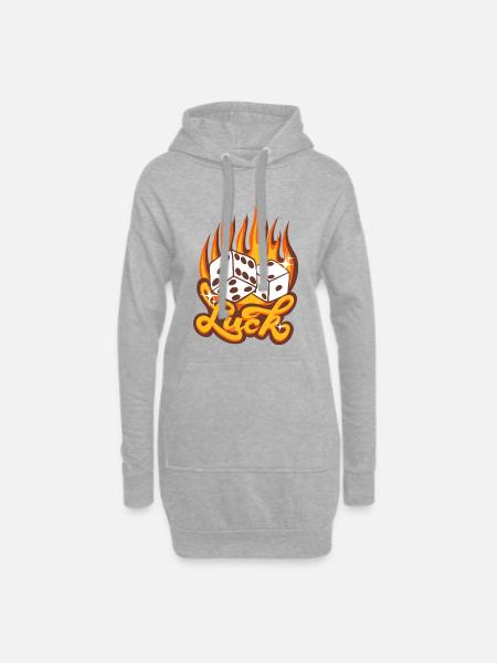 Luck – Feuriges Würfel-Glücksdesign - Hoodie-Kleid - Grau meliert