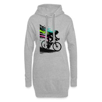 Glitch Pixel Cyclist – Digitale Speed Art - Hoodie-Kleid - Grau meliert - Vorne