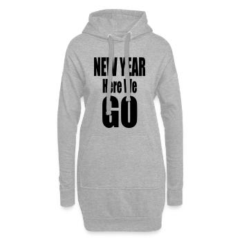 New Year Here We Go Bold Typography Design - Hoodie-Kleid - Grau meliert - Vorne