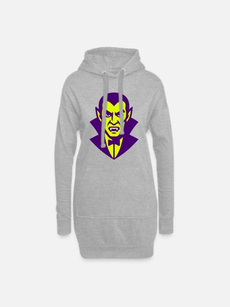 Dracula Illustration - Hoodie-Kleid - Grau meliert