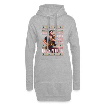 Rockabilly-Weihnachts-Rock'n'Roll-Hässlicher Weihnachtspullover - Hoodie-Kleid - Grau meliert - Vorne
